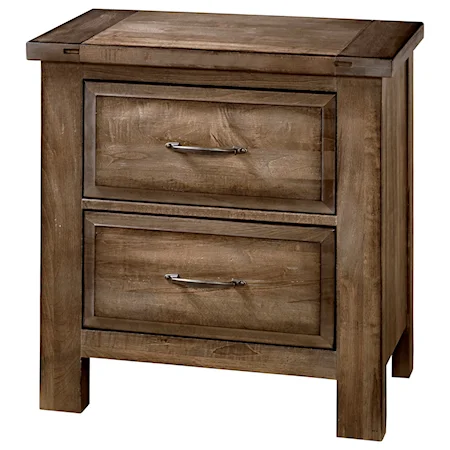 Solid Wood Maple Night Stand - 2 Drawers